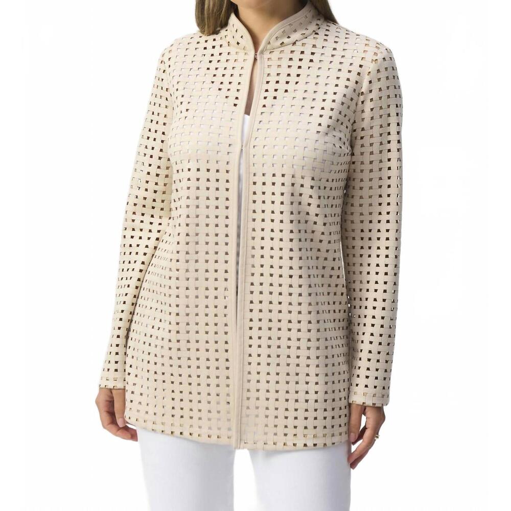 NEW JOSEPH RIBKOFF laser cut suede cover up in beige